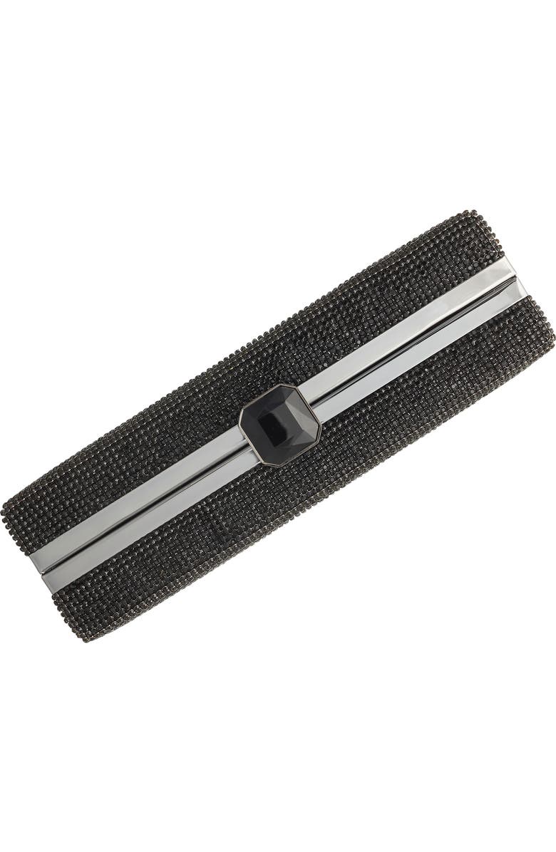 Whiting & Davis Olivia Crystal Top Minaudiere, Alternate, color, Black