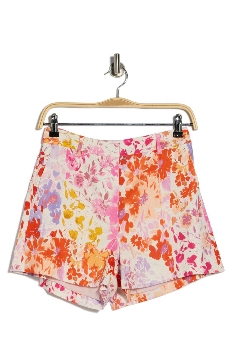 Derek Lam 10 Crosby Freja Floral High Waist Linen Blend Shorts, Main, color, Rose Multi