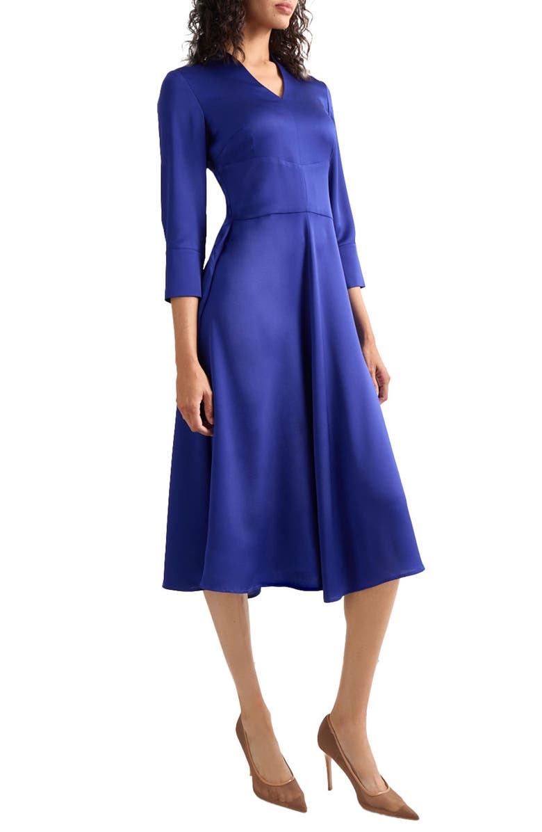 Misook Crêpe de Chine Midi Dress, Alternate, color, Starry Night Blue