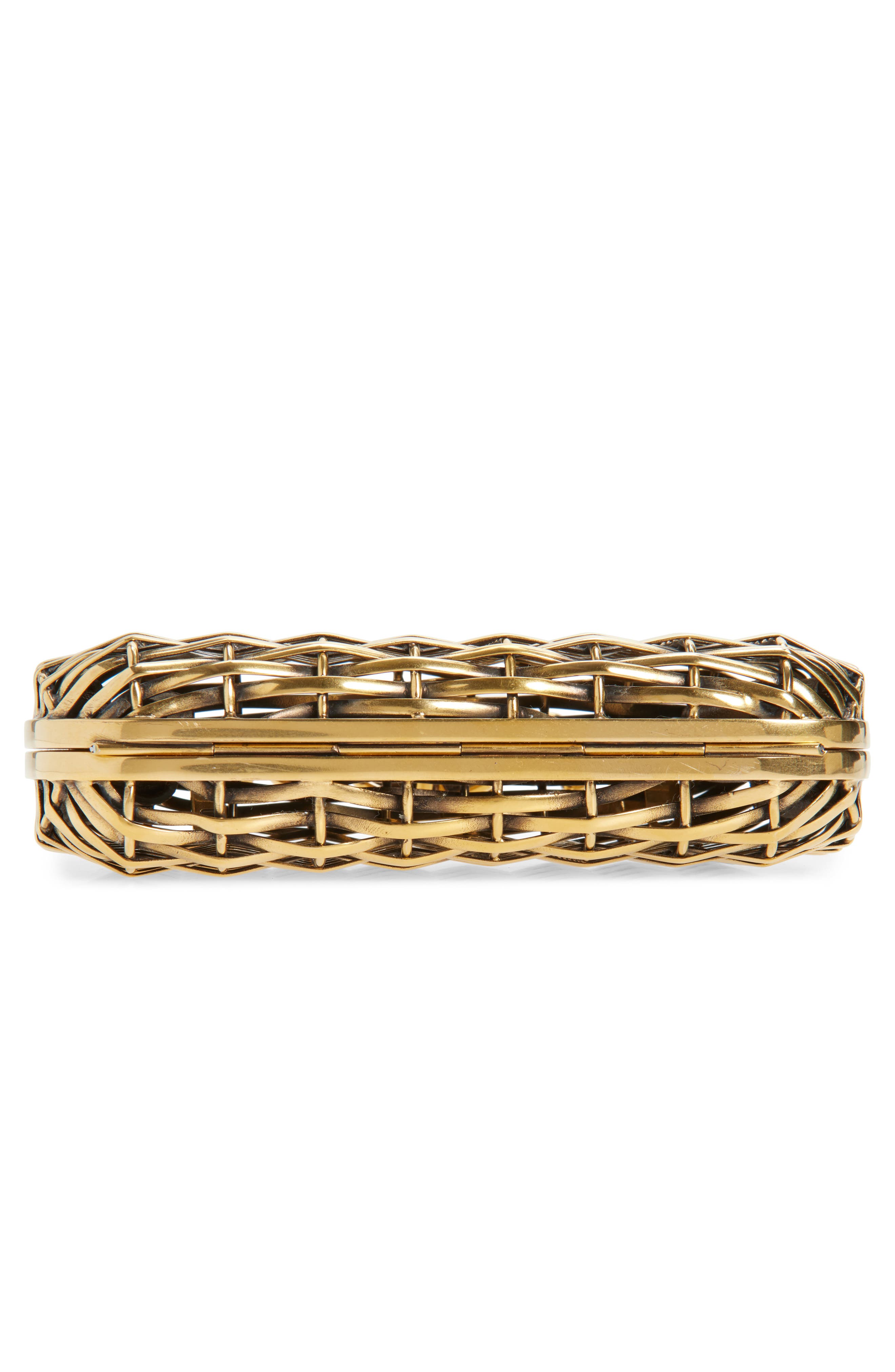 McQueen Wire Thorn Knuckle Clutch, Alternate, color, Gold/ Gold