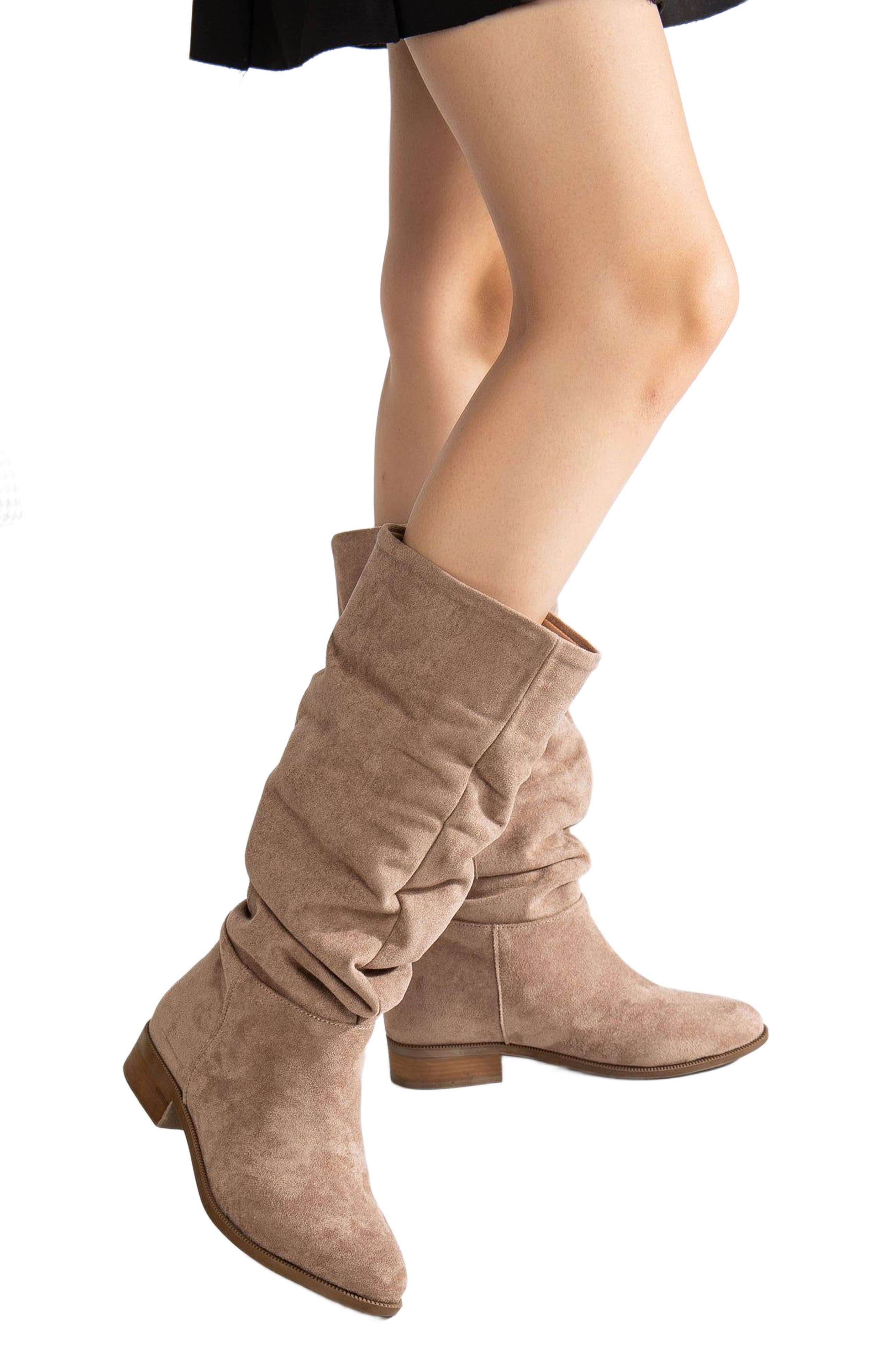 Forever & Always Shoes Maribel Knee High Slouch Boots, Alternate, color, Dark Beige Suede