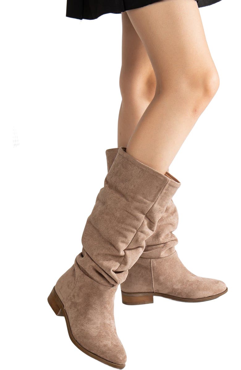 Forever & Always Shoes Maribel Knee High Slouch Boots, Alternate, color, Dark Beige Suede