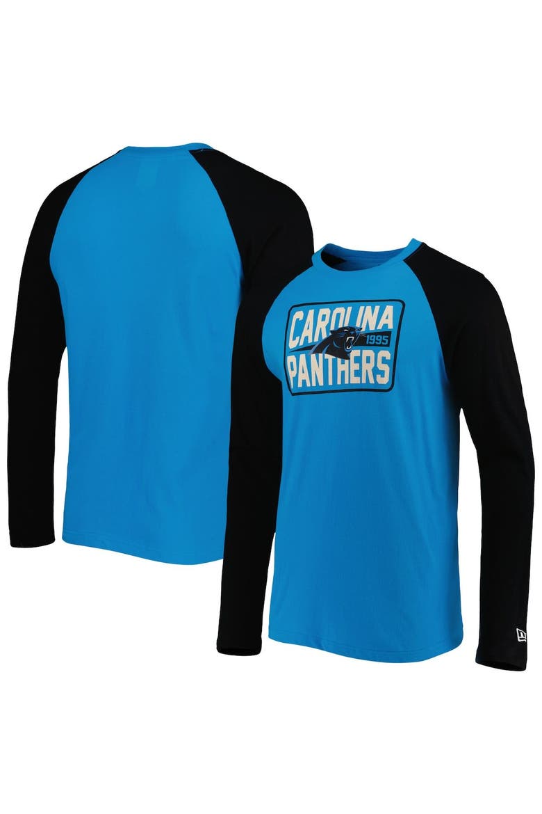 Men's New Era Blue Carolina Panthers Current Raglan Long Sleeve T-Shirt, Main, color, Blue