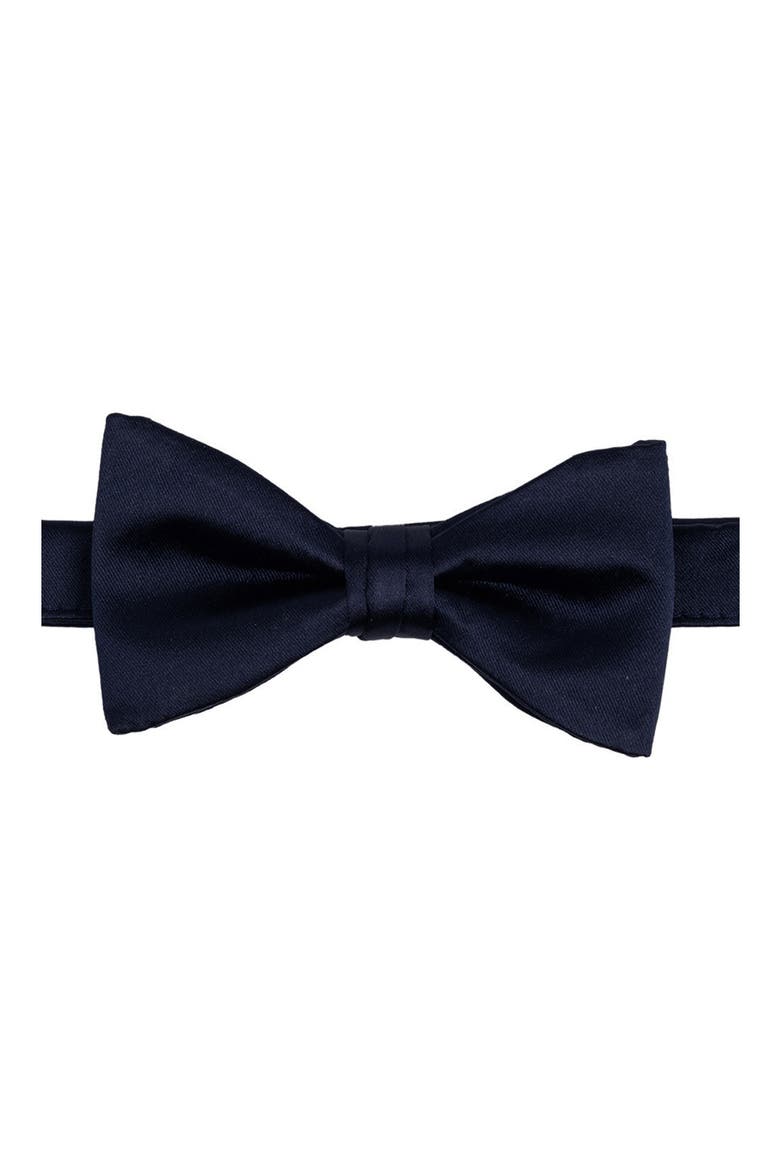 Men's Solid Satin Pre-Tied Bow Tie, Main, color, NAVY