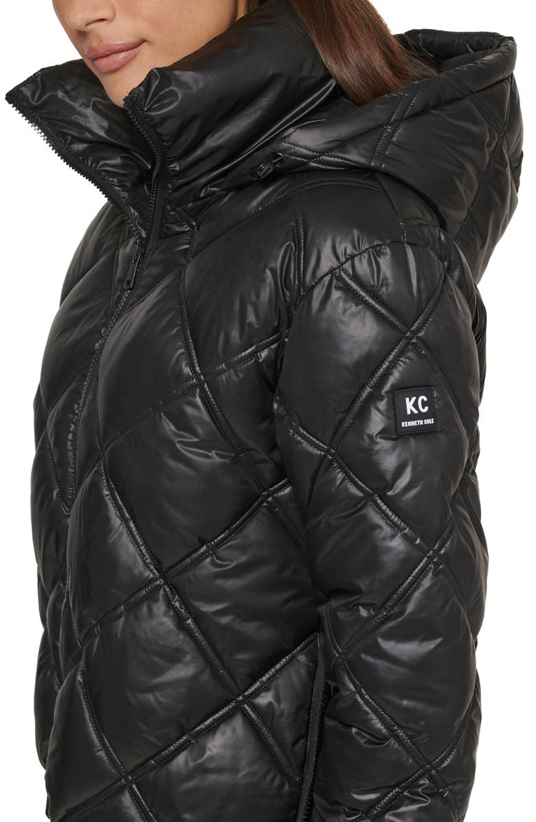 Kenneth Cole New York Cire Hooded Puffer Jacket, Alternate, color, Black