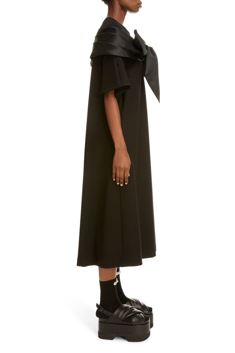 Bow Detail Midi T-Shirt Dress, Alternate, color, BLACK