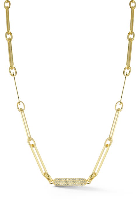 CZ Paper Clip Chain Necklace