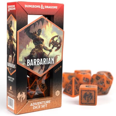D&D Adventure Dice Barbarian Orange, 15Pc Rpg Set