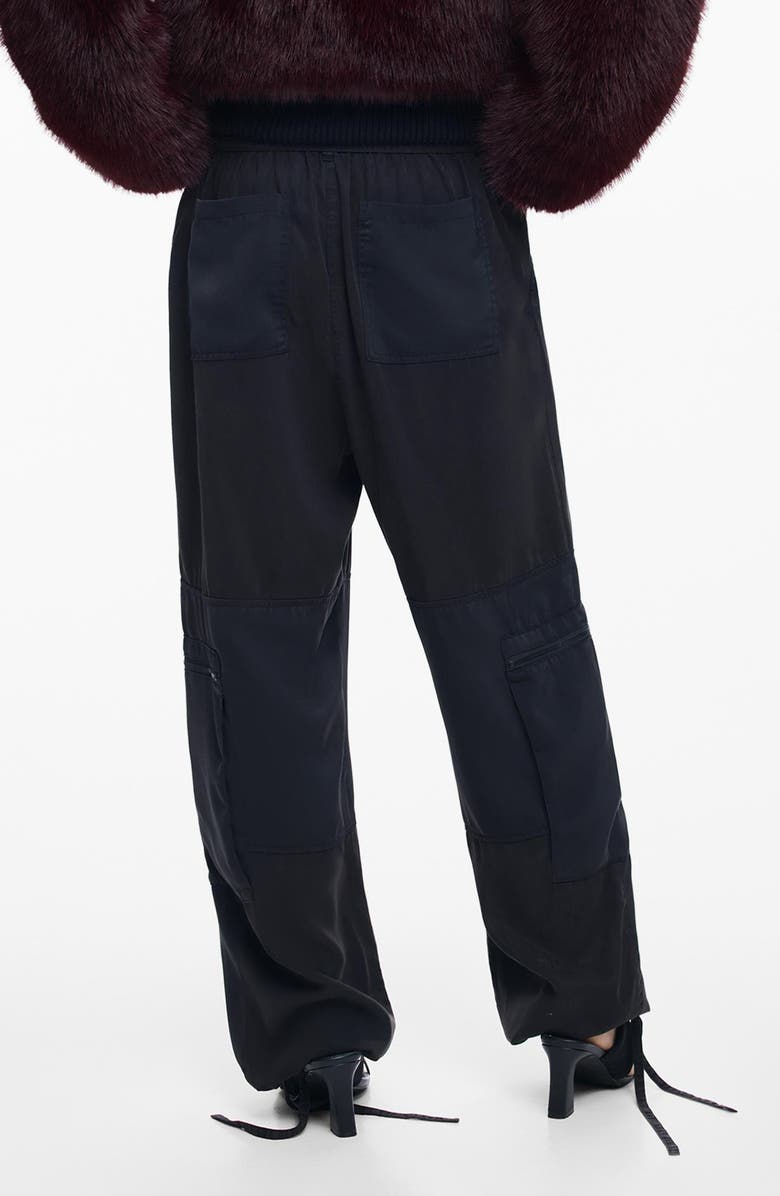 Desigual Drawstring Hem Pants, Alternate, color, Black