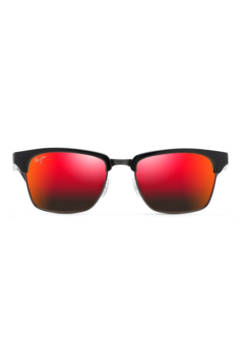 Kawika 54mm Polarized Square Sunglasses, Main, color, BLACK GLOSS