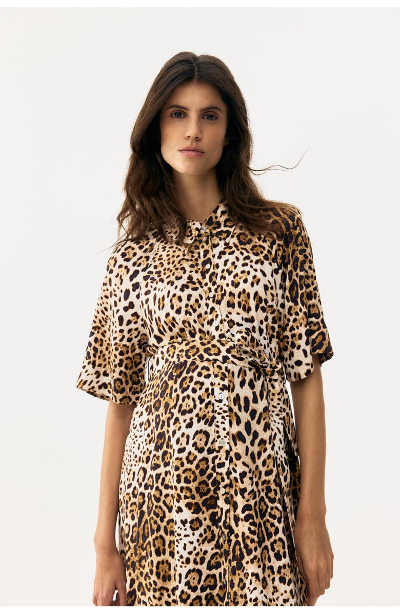 H&M Mama Before & After Shirt Dress, Alternate, color, Light Beige/Leopard Print