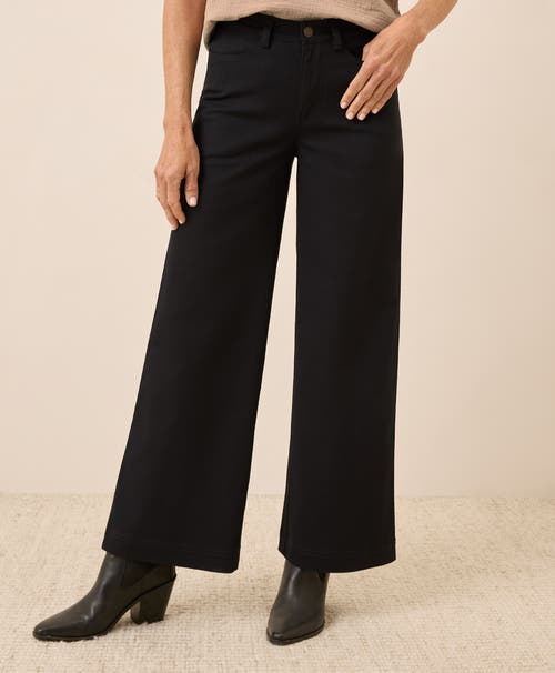 Pact Organic Cotton Stretch Twill Wide Leg Pant In Black