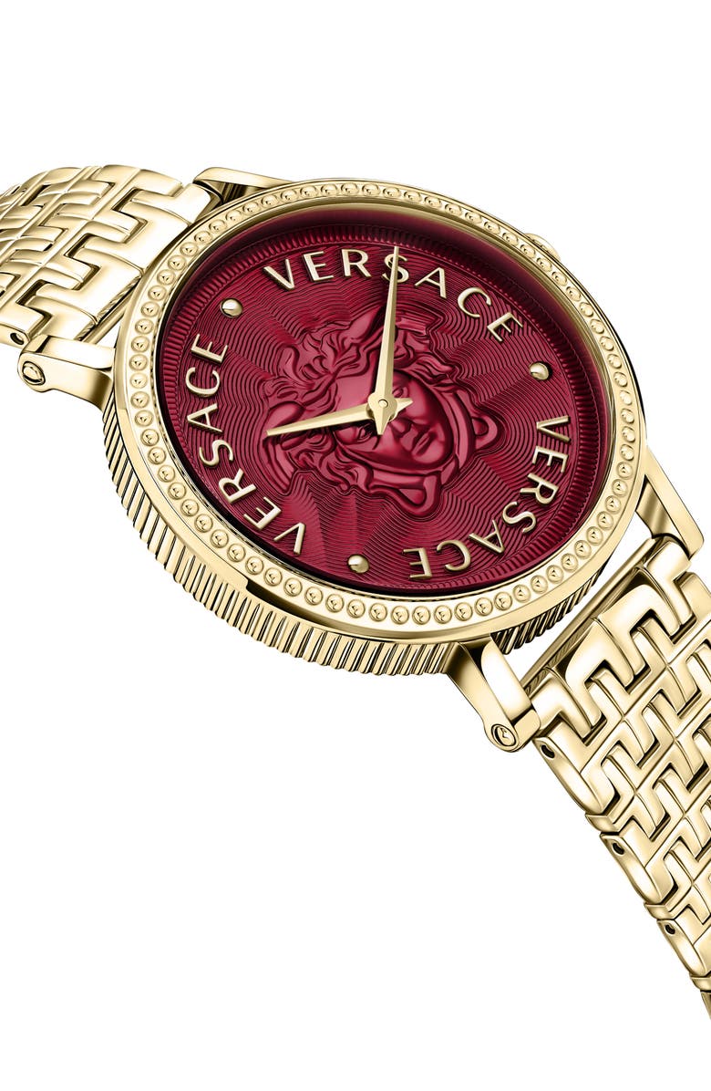 Versace V-Dollar Bracelet Watch, 37mm, Alternate, color, Ip Yellow Gold