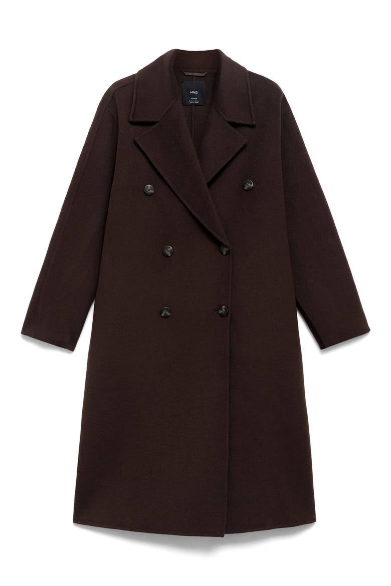 Picarol Double Breasted Wool Blend Coat, Alternate, color, CHOCOLATE