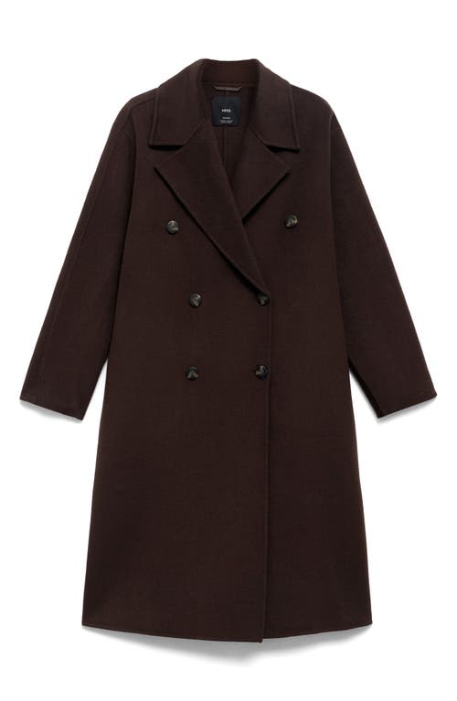 Mango Picarol Double Breasted Wool Blend Coat In Brown