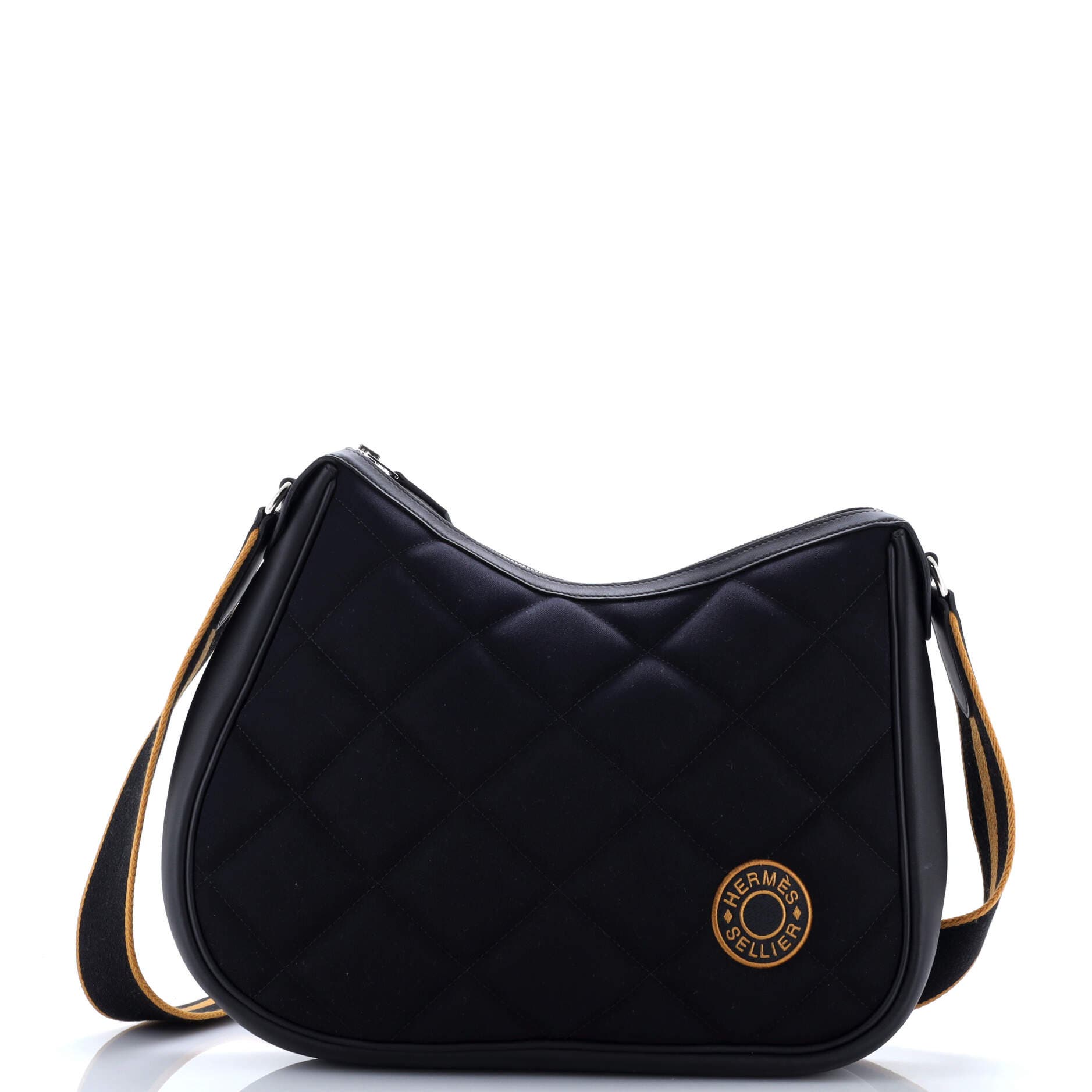 Pre-Owned Hermes Horseback Shoulder Bag Woolycot Canvas and Leather, Main, color, Bleu Nuit