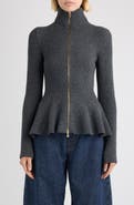 Alaïa Virgin Wool & Cashmere Peplum Cardigan
