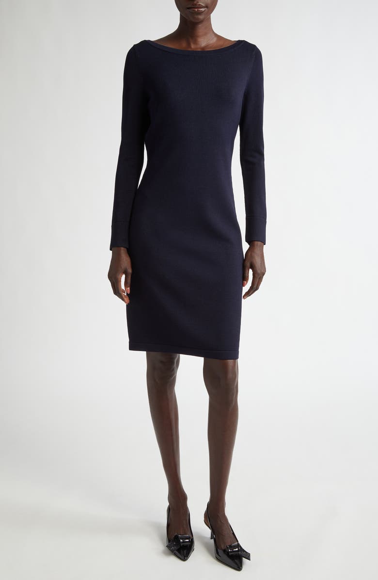 ST. JOHN Santiago Knit Long Sleeve Sweater Dress, Main, color, Midnight