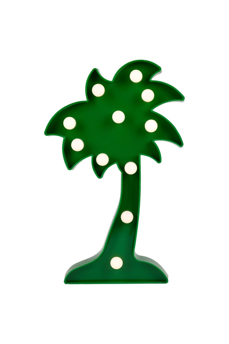 LED Lighted Palm Tree Marquee Wall Art - 10" - Green, Main, color, Green