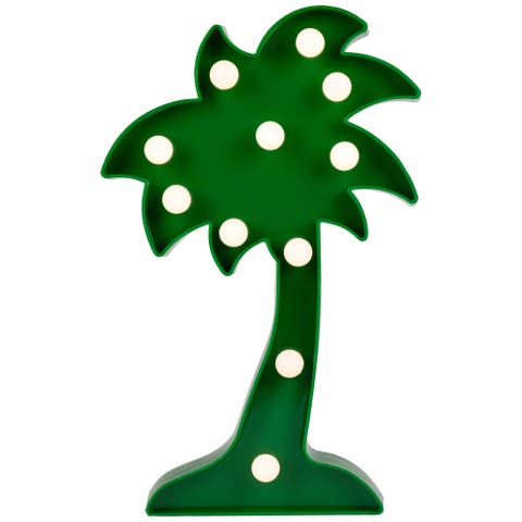 LED Lighted Palm Tree Marquee Wall Art - 10" - Green