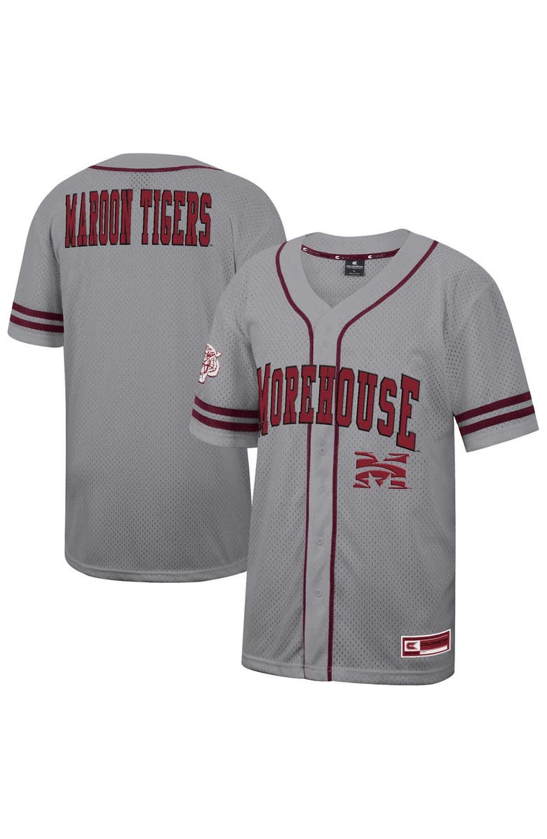 COLOSSEUM Men's Colosseum Gray Morehouse Maroon Tigers Free Spirited Baseball Jersey, Main, color, Gray
