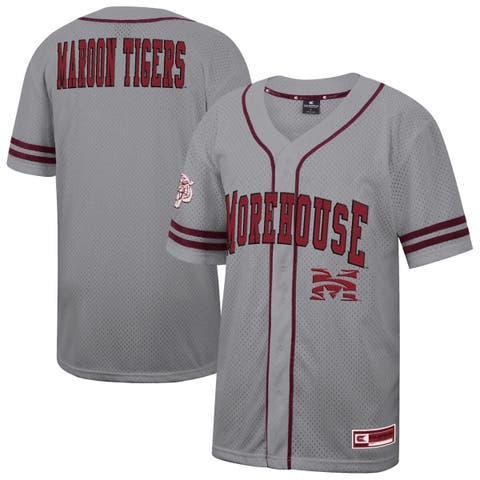 Men's Colosseum Gray Morehouse Maroon Tigers Free Spirited Baseball Jersey