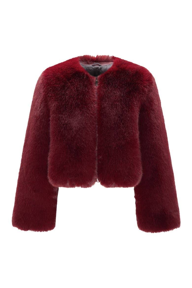 Fur-Free Fox (Faux Fur) Bolero, Alternate, color, WINE