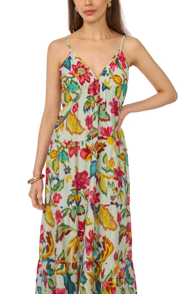 Floral Empire Waist Tiered Maxi Dress, Alternate, color, PINK MULTI