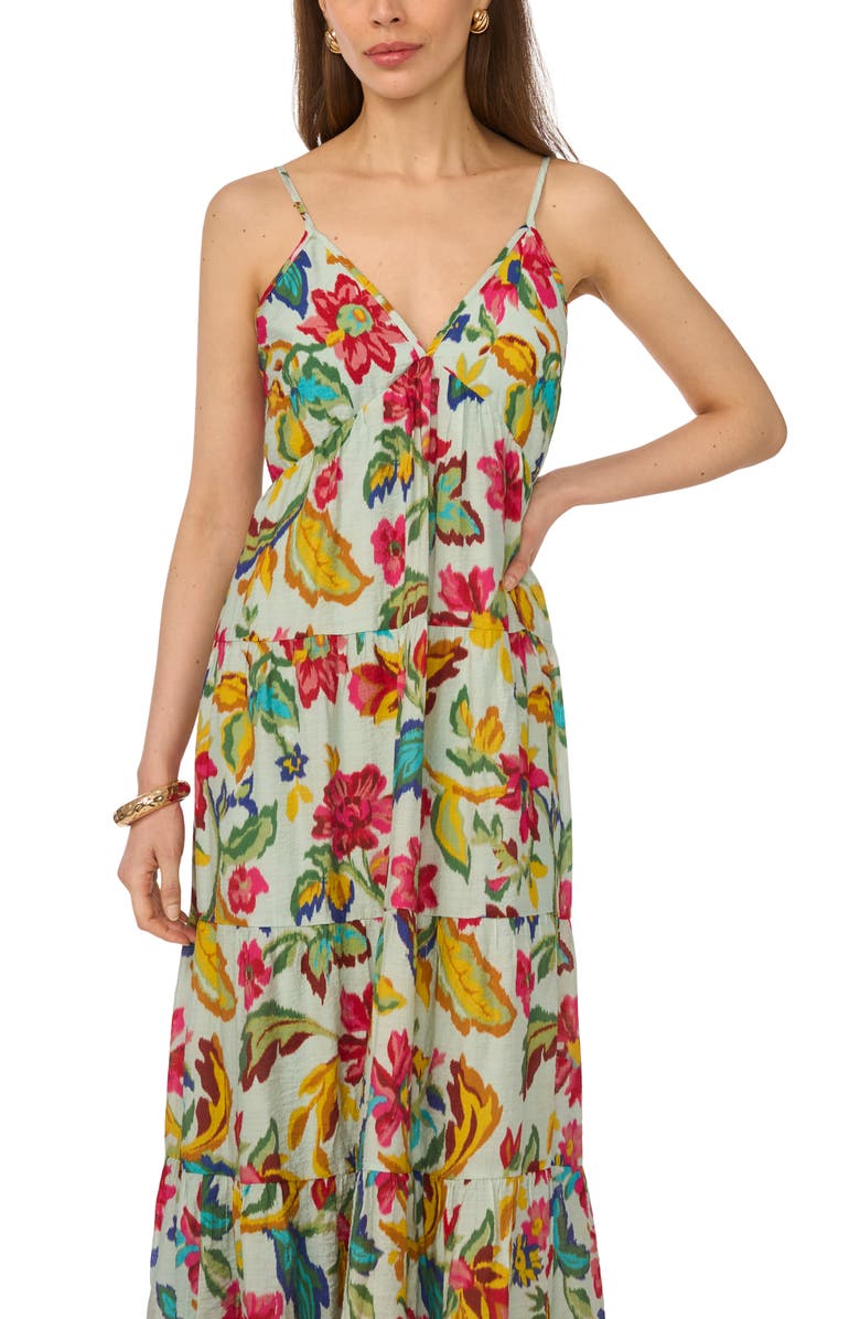Halogen<sup>®</sup> Floral Empire Waist Tiered Maxi Dress, Alternate, color, Pink Multi