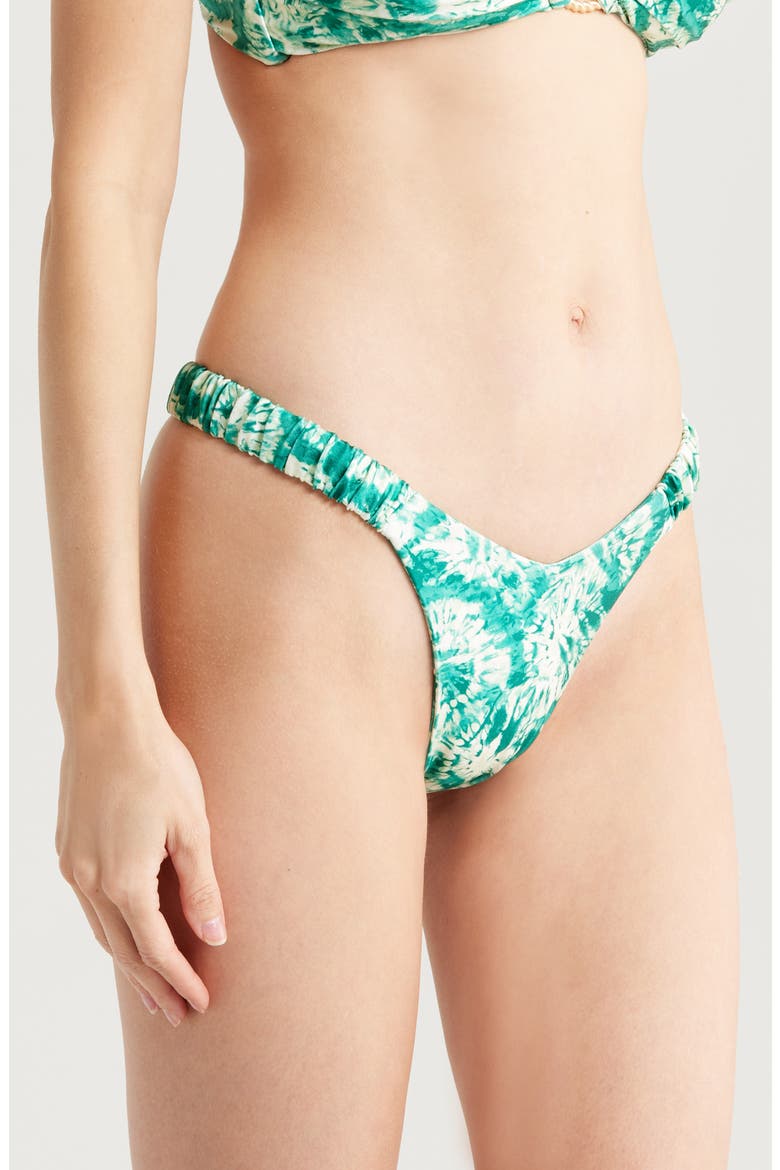 Retro Y Thong Bikini Bottoms, Alternate, color, EMERALD TIDES