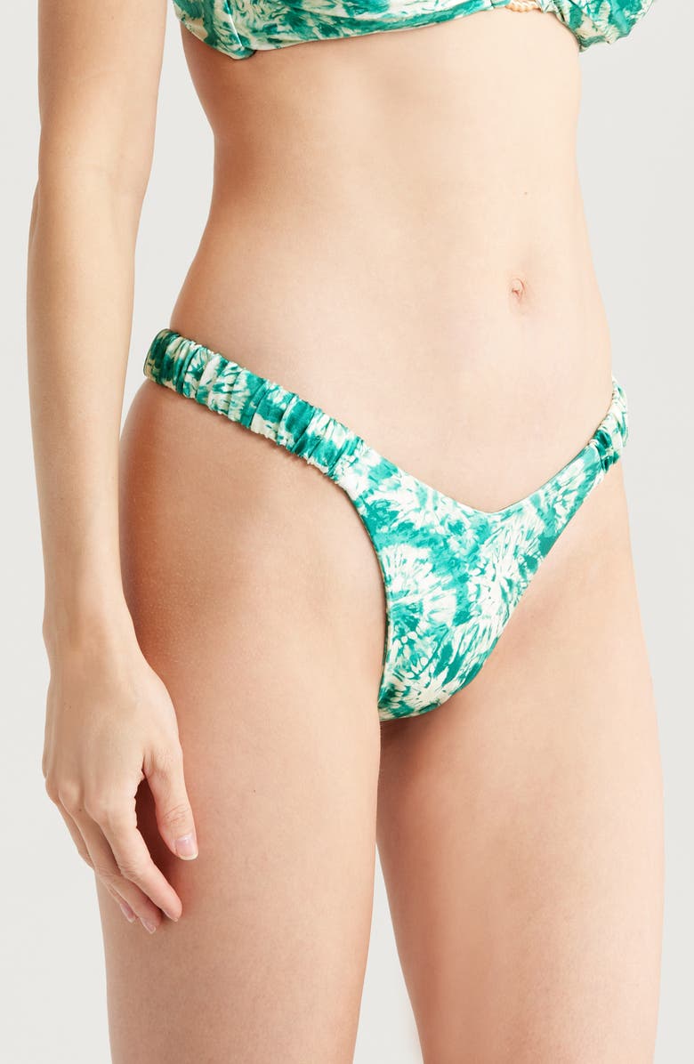 Kulani Kinis Retro Y Thong Bikini Bottoms, Alternate, color, Emerald Tides