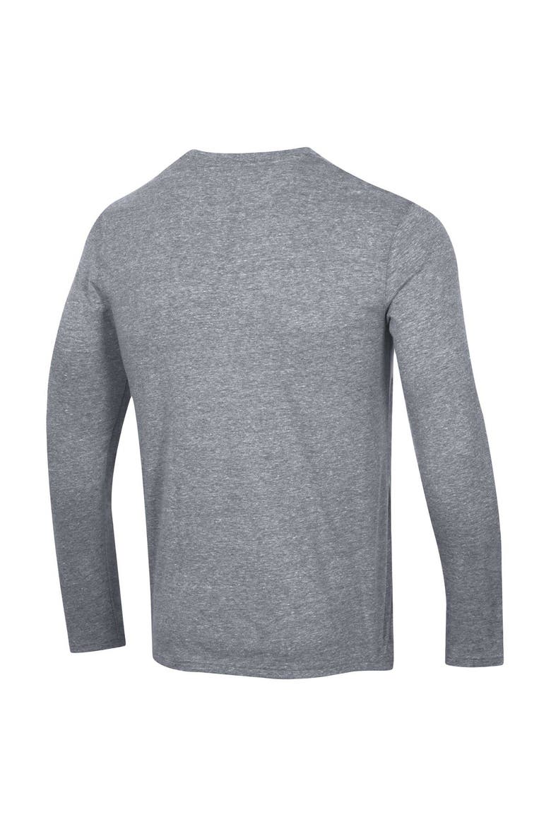 Men's Champion Heather Gray Nashville Predators Tri-Blend Dual-Stripe Long Sleeve T-Shirt, Alternate, color, Heather Gray