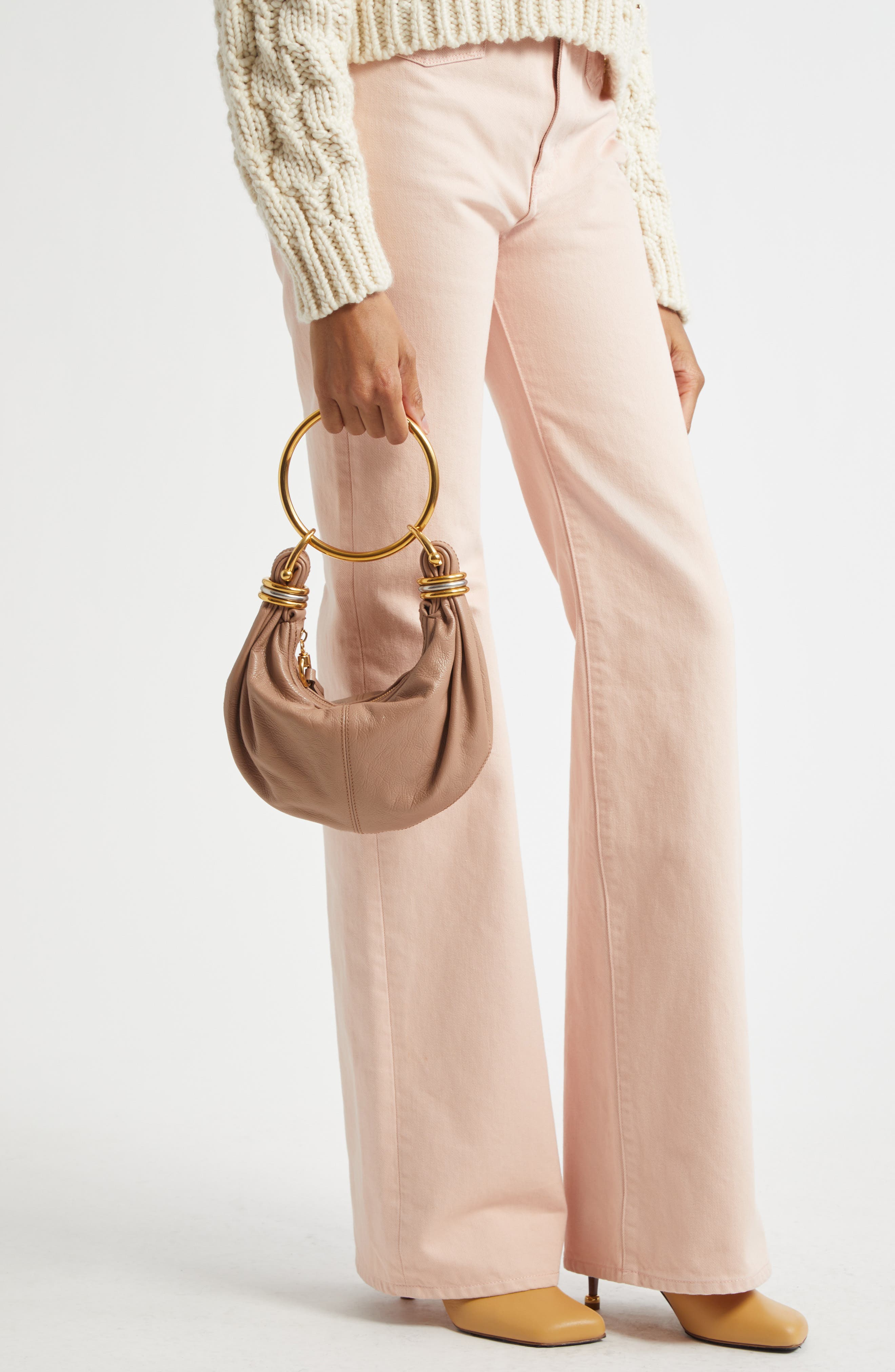Mini Bracelet Leather Hobo Bag, Alternate, color, WOODROSE