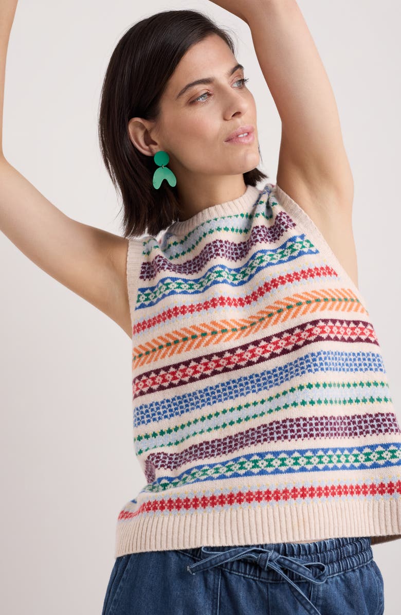 Seasalt Cornwall Percella Cove Fair Isle Merino Wool Blend Sweater Vest, Alternate, color, Knit Abstraction Multi