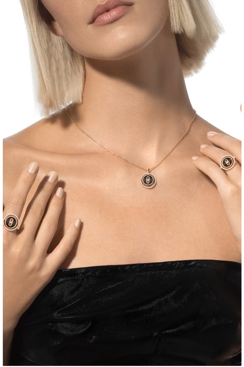 Lucky Move Diamond & Onyx Ring, Alternate, color, PINK GOLD