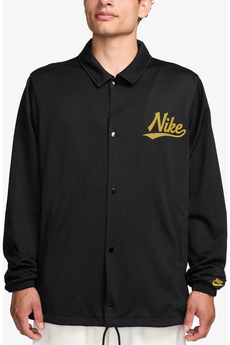 Logo Detail Mesh Coach Jacket, Main, color, BLACK/ SAFFRON QUARTZ