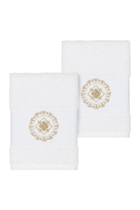 Isabell Embellished Washcloth - Set of 2 - White