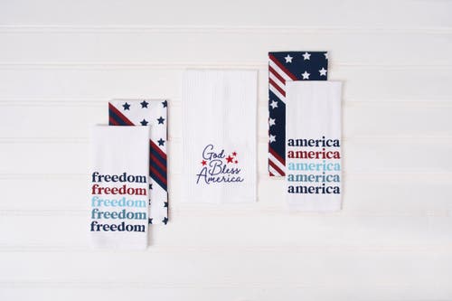C & F Home C&f Home God Bless America Patriotic 4th Of July Kitchen And Bathroom Embroidered Waffle Hand Towel In Multi