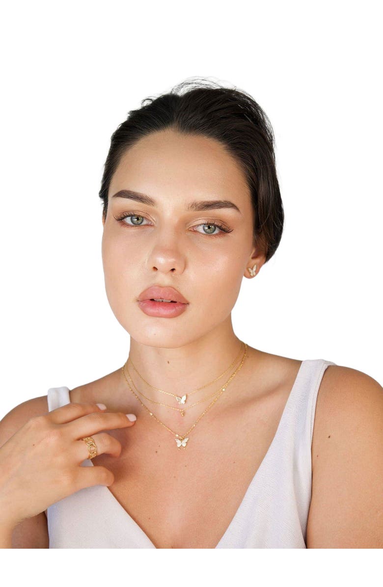 Hollywood Sensation Fluttering Elegance Gold Butterfly Two Layer Necklace, Alternate, color, Gold