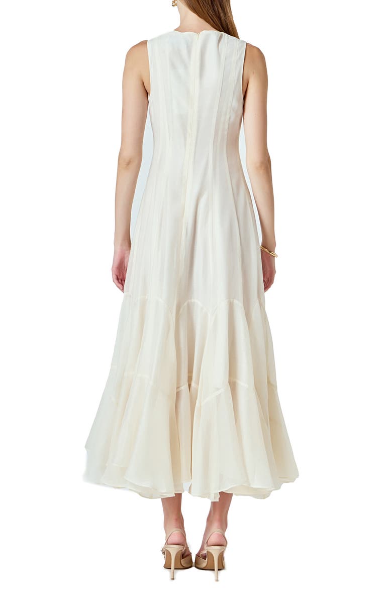 Godet Detail Maxi Dress, Alternate, color, BEIGE