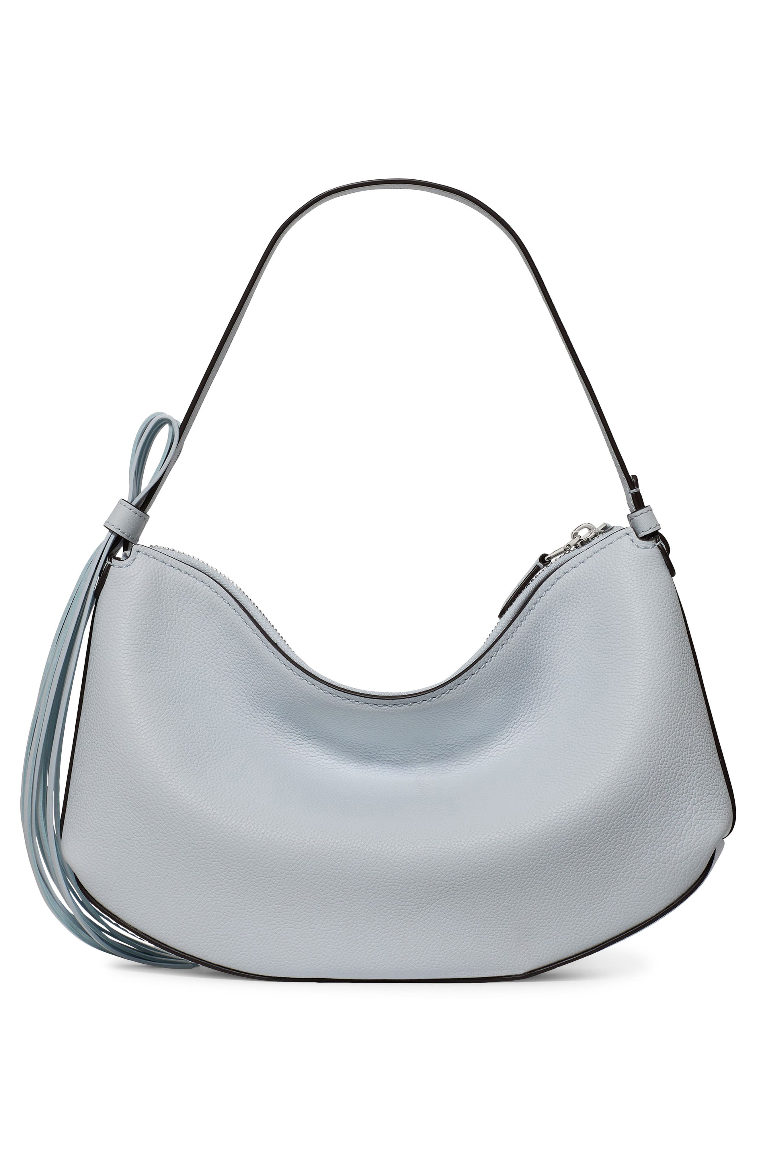 loop pebble leather shoulder bag, Alternate, color, PALE SAPPHIRINE
