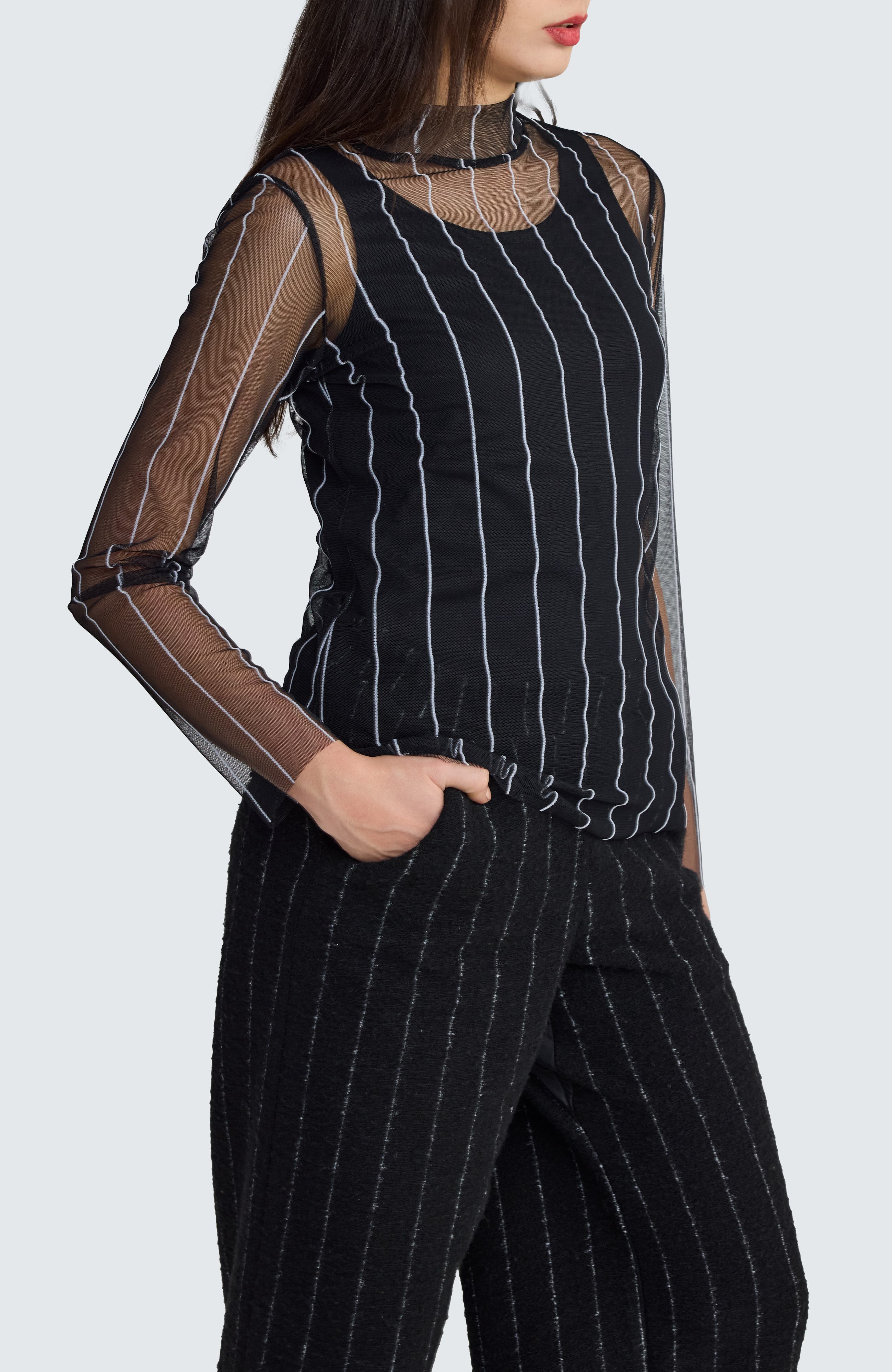 Eisley Striped Mesh Blouse - image 4