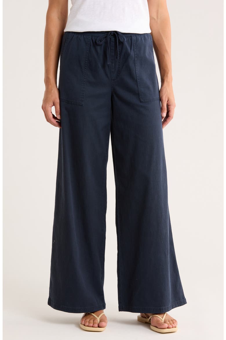 Twill Wide Leg Pants, Main, color, NAVY