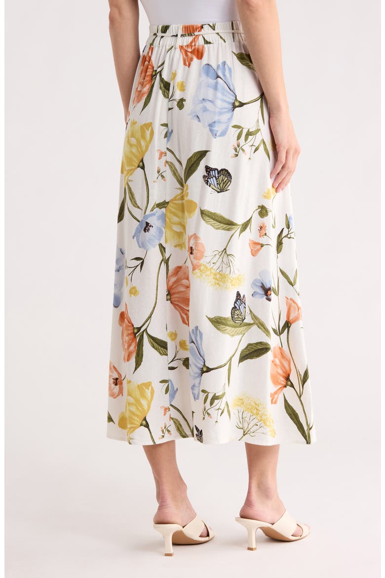 Floral Button Flare Midi Skirt, Alternate, color, WHIMSICAL FLORAL