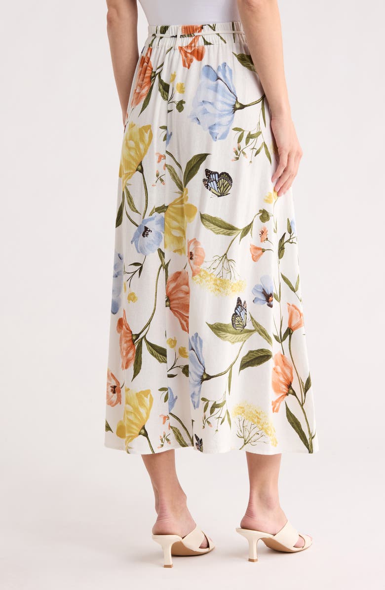 Ellen Tracy Floral Button Flare Midi Skirt, Alternate, color, Whimsical Floral