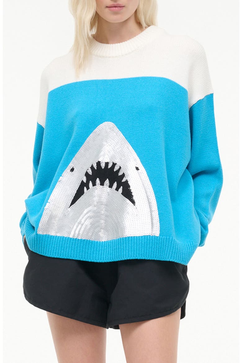Reya Sequin Shark Cotton Blend Sweater, Alternate, color, GREAT WHITE