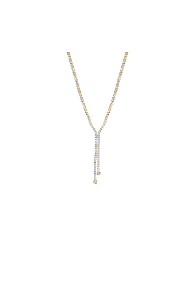 BY ADINA EDEN CZ Double Overlay Drop Lariat Tennis Necklace, Main, color, Gold