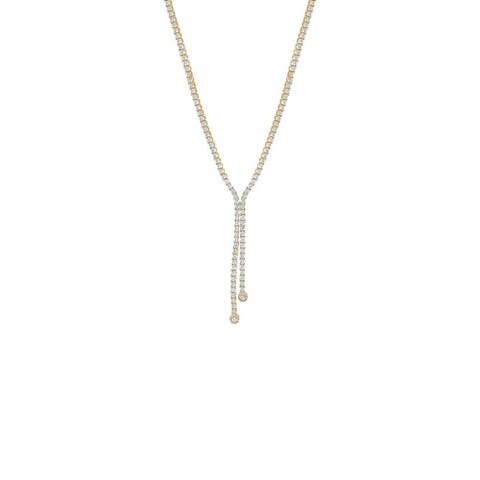 CZ Double Overlay Drop Lariat Tennis Necklace