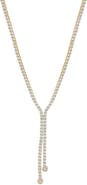 BY ADINA EDEN CZ Double Overlay Drop Lariat Tennis Necklace