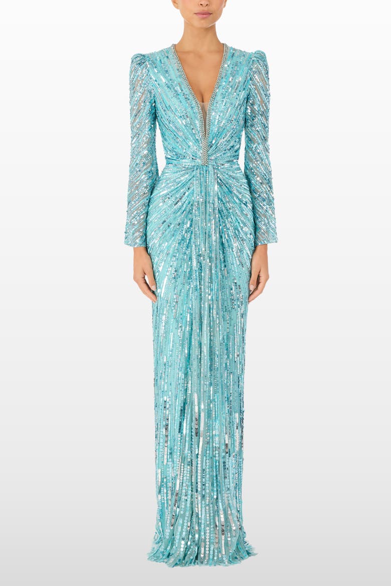 Darcy Sequin-Embellished Dress, Main, color, Caribbean Turquoise